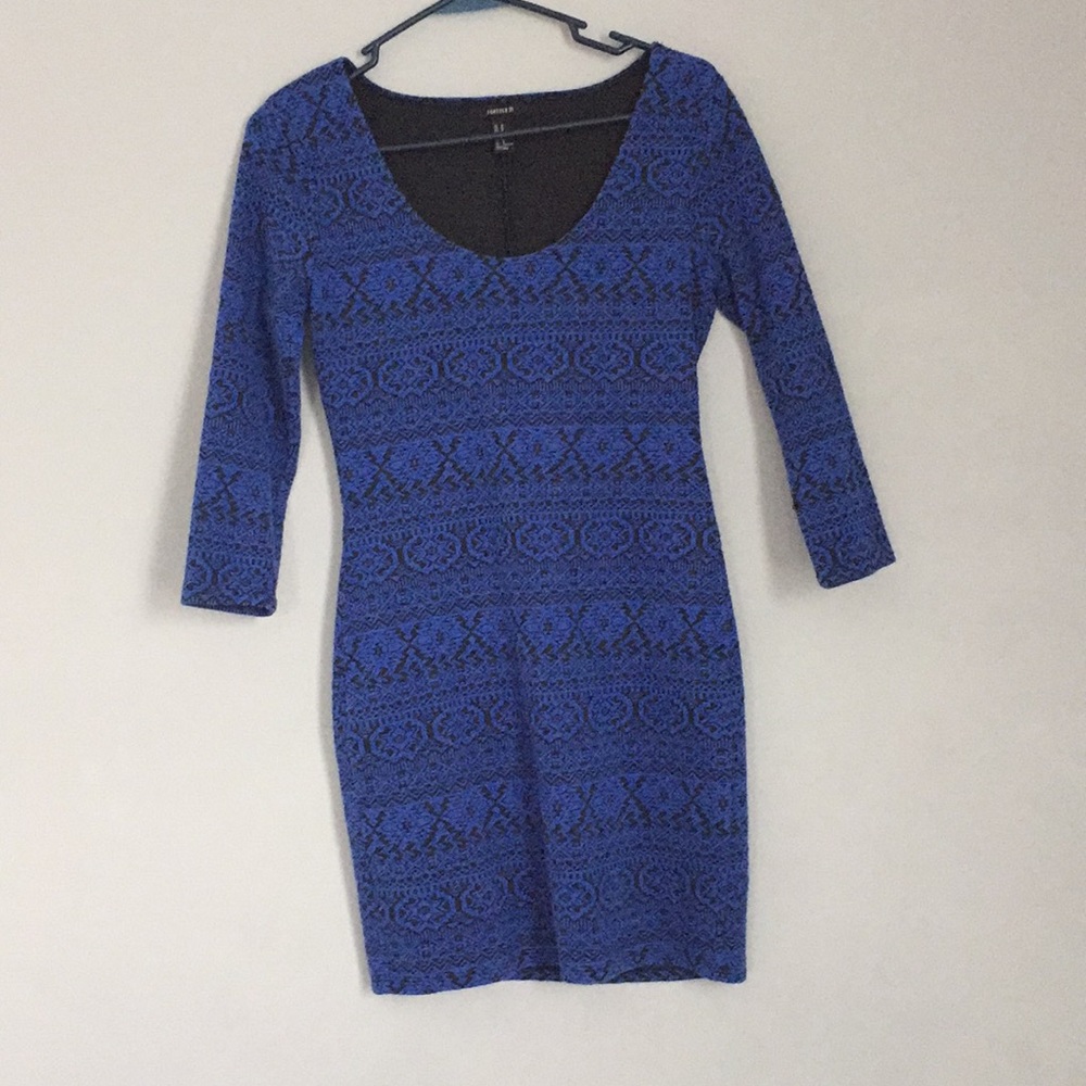 Short Blue Long-Sleeve Dress